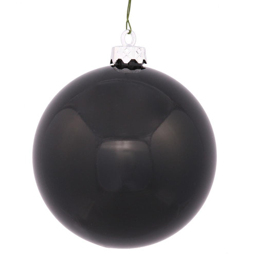  Vickerman N591017DSV 4" Black Shiny Ball UV Drilled 6/Bag 