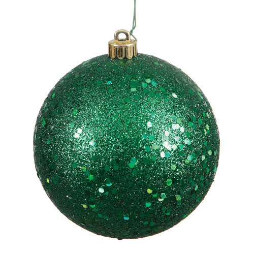  Vickerman N591024DQ 4" Emerald Sequin Ball Drilled 6/Bag 