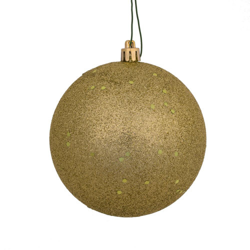 Vickerman N591038DQ 4" Champagne Sequin Ball Drilled 6/Bag
