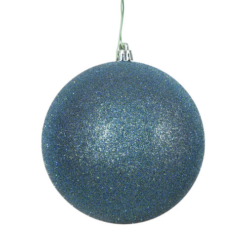  Vickerman N591062DG 4" Sea Blue Glitter Ball Drilled 6/Bag 