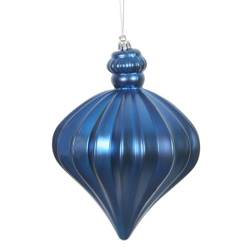  Vickerman N175802D 6" Blue Matte Onion Drop 4/Bg 