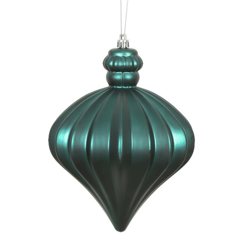 Vickerman N175862D - 6 inch Sea Blue Matte Onion Christmas Ornament - 4 Pack