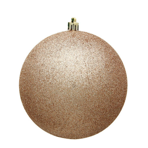Vickerman N591080DG 4" Cafe Latte Glitter Ball Drilled 6/Bag
