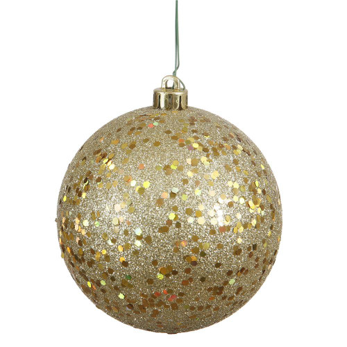  Vickerman N591208DQ 4.75" Gold Sequin Ball Drilled 4/Bag 