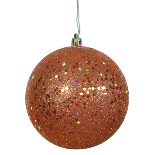  Vickerman N591218DQ 4.75" Brn Orange Sequin Ball Drill 4/Bag 