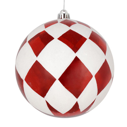 Vickerman N180503 4.75" Red Ball White Diamond Glitt 4/Box