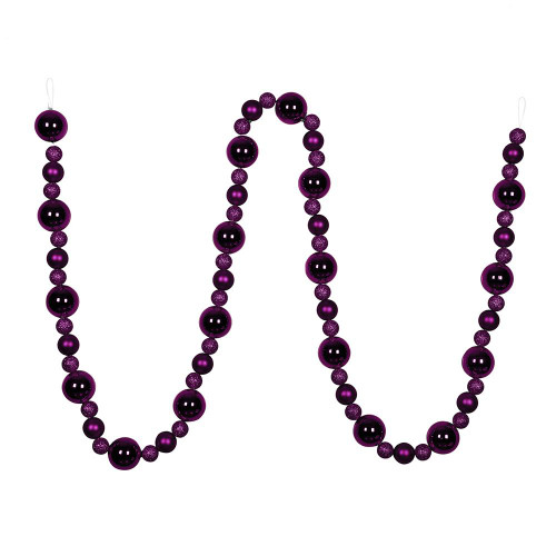 Vickerman N181726 - 9 ft Plum Ball Christmas Garland - Unlit