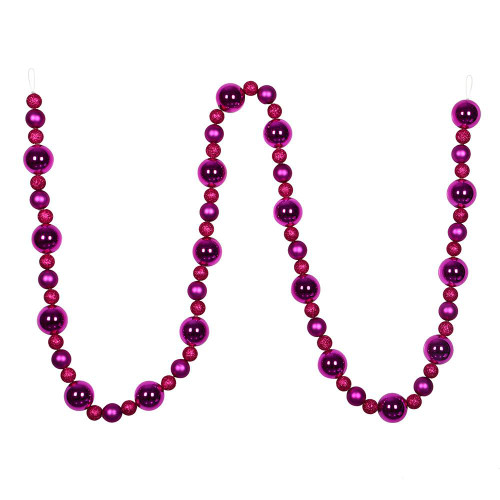 Vickerman N181770 - 9 ft Fuchsia Ball Christmas Garland - Unlit