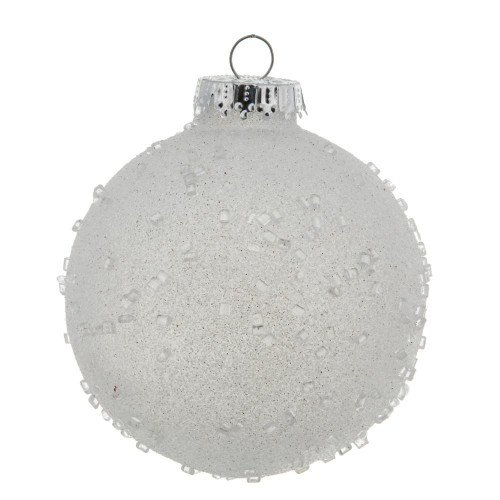Vickerman N185111 4" White Ice Ball 6/Bag