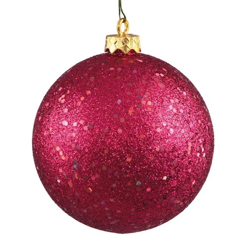 Vickerman N591219DQ - 4.75 inch Wine Sequin Ball Christmas Ornament - 4 Pack
