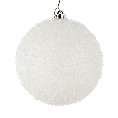 Vickerman N185411 8" White Ice Ball Ornament 2/Bag
