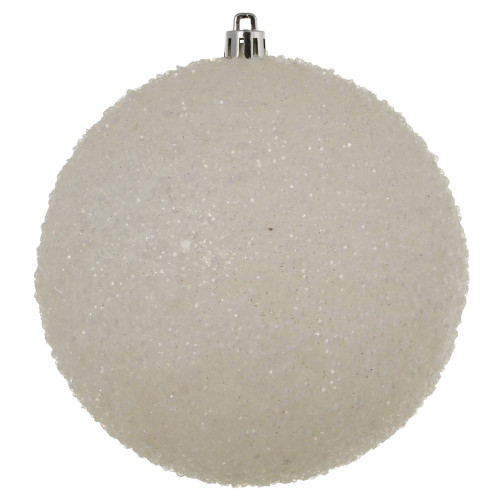  Vickerman N185711D 4.75" White Beaded Ball Drilled 6/Bag 