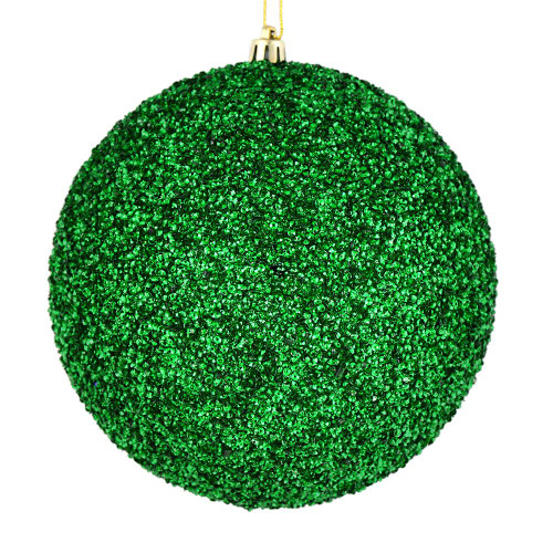  Vickerman N185904D 8" Green Beaded Ball Drilled 2/Bag 