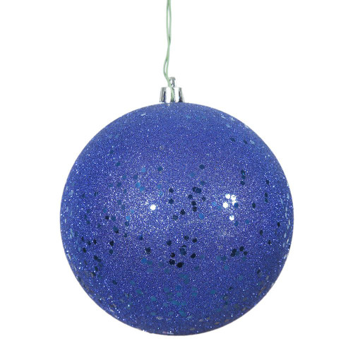  Vickerman N591222DQ 4.75" Coblt Blue Sequin Ball Drill 4/Bag 