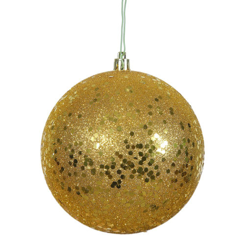 Vickerman N591230DQ 4.75" Antiq Gold Sequin Ball Drill 4/Bag