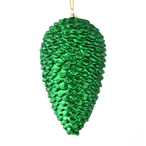  Vickerman N187304D 10" Green Matte Glitter Pinecone 2/Box 