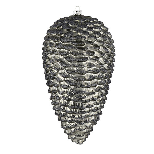 Vickerman N187325D - 10 inch Limestone Glitter Pinecone Christmas Ornament - 2 Pack