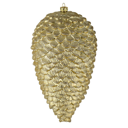 Vickerman N187338D - 10 inch Champagne Glitter Pinecone Christmas Ornament - 2 Pack