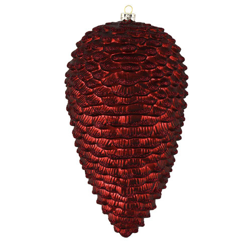 Vickerman N187365D - 10 inch Burgundy Glitter Pinecone Christmas Ornament - 2 Pack