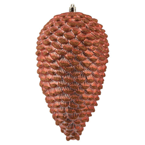 Vickerman N187371D 10" Coral Matte Glitter Pinecone 2/Bx