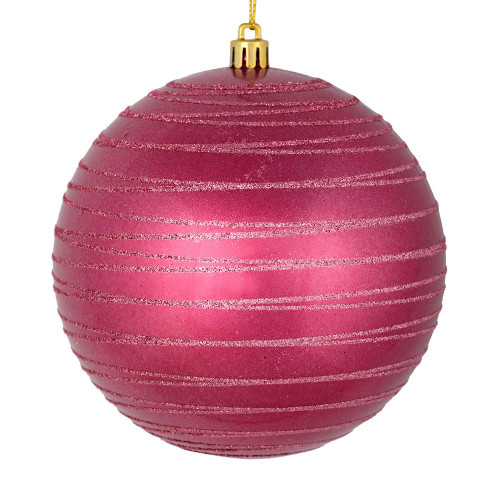  Vickerman N187721D 4.75" Berry Red Candy Glitter Ball 4/Bag 