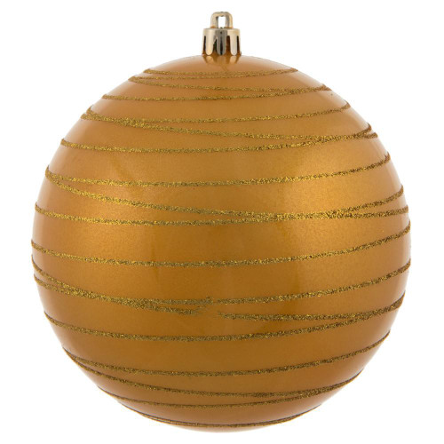Vickerman N187737D - 4.75 inch Honey Gold Candy Glitter Ball Christmas Ornament - 4 Pack