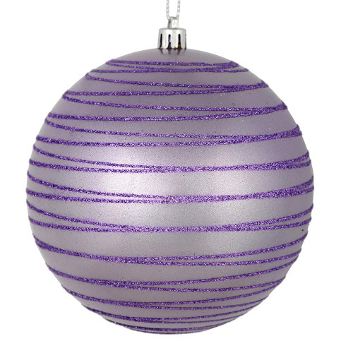 Vickerman N187786D - 4.75 inch Lavender Candy Glitter Ball Christmas Ornament - 4 Pack