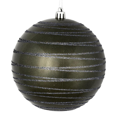 Vickerman N187787D 4.75" Pewter Candy Glitter Ball 4/Bag 