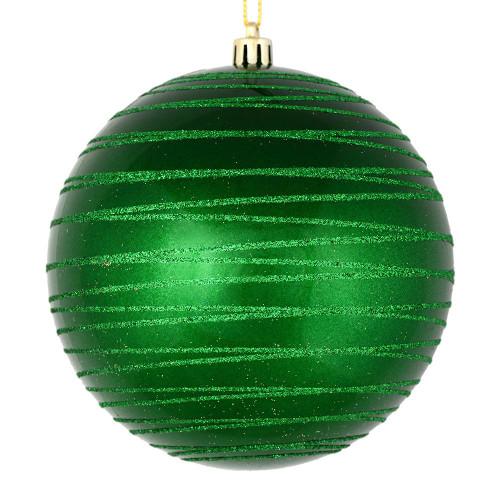  Vickerman N187804D 6" Green Candy Glitter Ball 3/Bag 