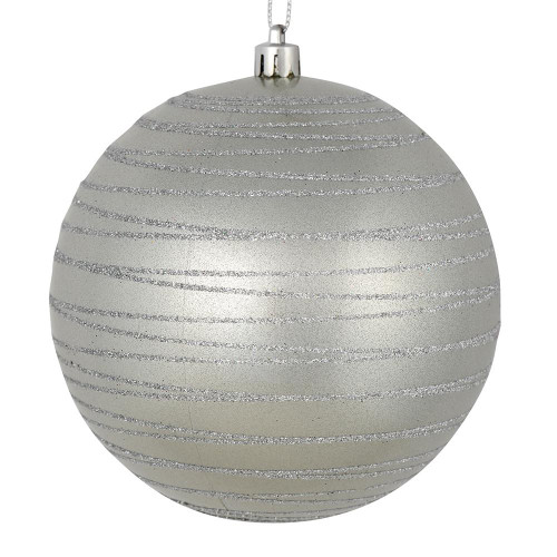 Vickerman N187807D 6" Silver Candy Glitter Ball 3/Bag