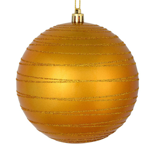 Vickerman N187830D 6" Antique Gold Candy Glitter Ball 3/Bag