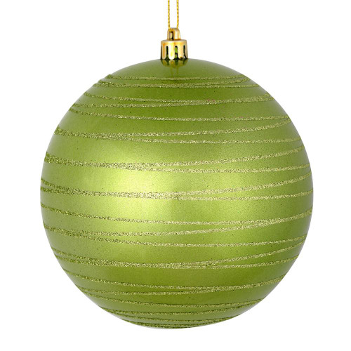 Vickerman N187854D - 6 inch Celadon Candy Glitter Ball Christmas Ornament - 3 Pack