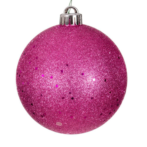 Vickerman N591259DQ 4.75" Hot Pink Sequin Ball Drilled 4/Bag
