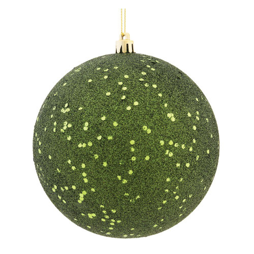  Vickerman N591264DQ 4.75" Moss Green Sequin Ball Drill 4/Bag 