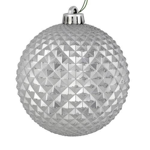 Vickerman N188507D - 4 inch Silver Glitter Ball Christmas Ornament - 6 Pack