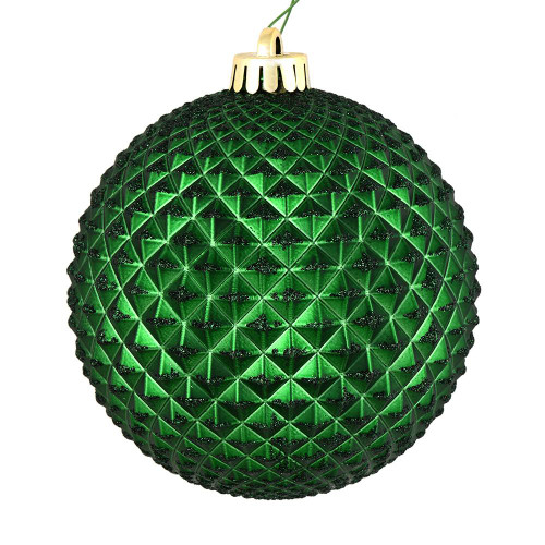  Vickerman N188524D 4" Emerald Durian Glitter Ball 6/Bag 