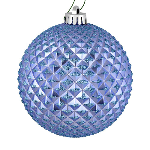 Vickerman N188529D - 4 inch Periwinkle Glitter Ball Christmas Ornament - 6 Pack