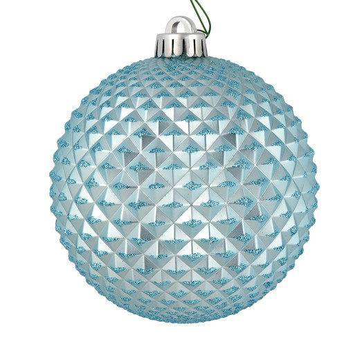 Vickerman N188532D - 4 inch Baby Blue Glitter Ball Christmas Ornament - 6 Pack