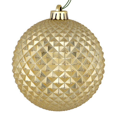 Vickerman N188538D - 4 inch Champagne Glitter Ball Christmas Ornament - 6 Pack