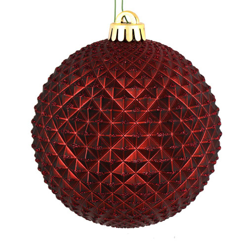 Vickerman N188565D - 4 inch Burgundy Glitter Ball Christmas Ornament - 6 Pack