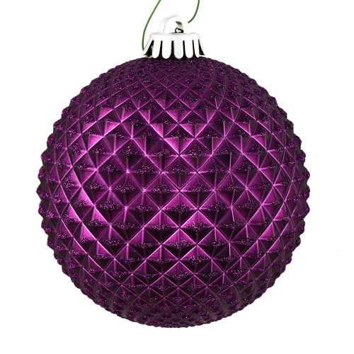 Vickerman N188726D 6" Plum Durian Glitt Ball Orn Drill 4/Bg