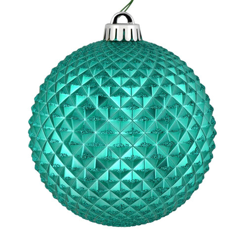 Vickerman N188742D 6" Teal Durian Glitt Ball Orn Drill 4/Bg