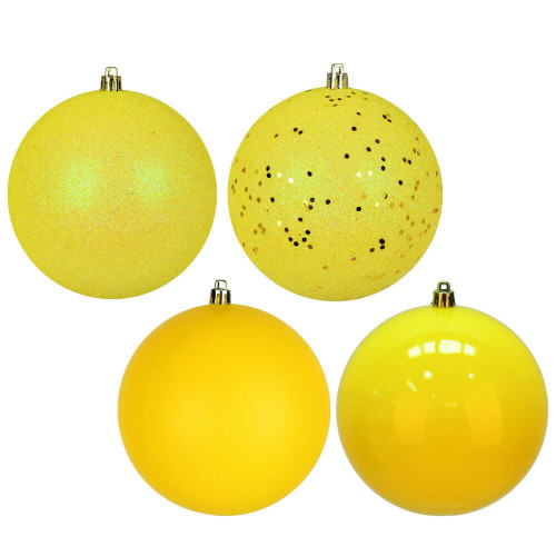 Vickerman N591278A - 4.75 inch Yellow 4-Finish Ball Christmas Ornament - 4 Pack