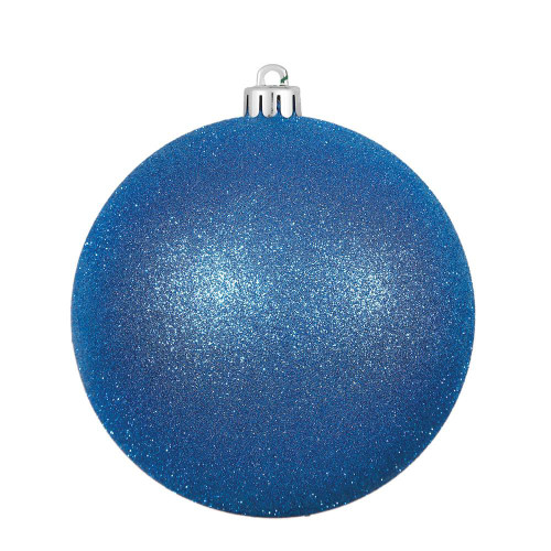  Vickerman N592002DG 8" Blue Glitter Ball Drilled Cap 