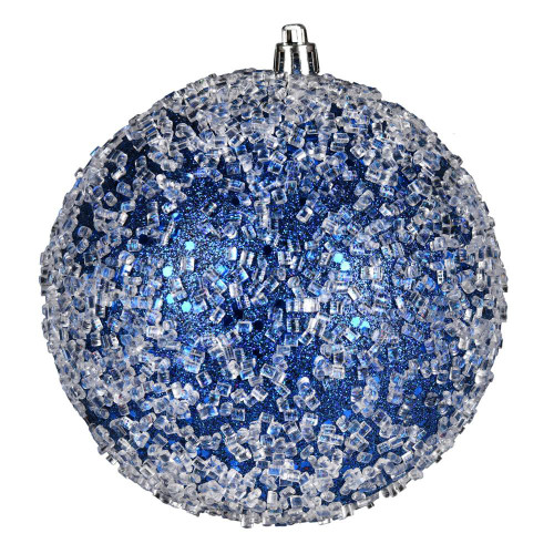 Vickerman N190331D - 6 inch Midnight Blue Glitter Ball Christmas Ornament - 4 Pack