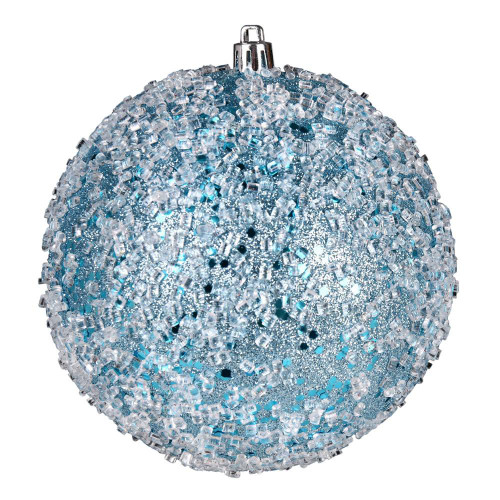Vickerman N190332D 6" Baby Blue Glitter Hail Ball 4/Bag