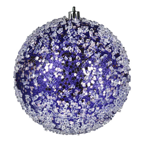 Vickerman N190366D 6" Purple Glitter Hail Ball 4/Bag