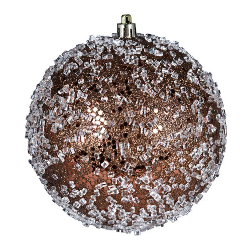 Vickerman N190376D - 6 inch Mocha Glitter Ball Christmas Ornament - 4 Pack