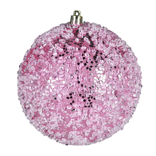  Vickerman N190379D 6" Pink Glitter Hail Ball 4/Bag 
