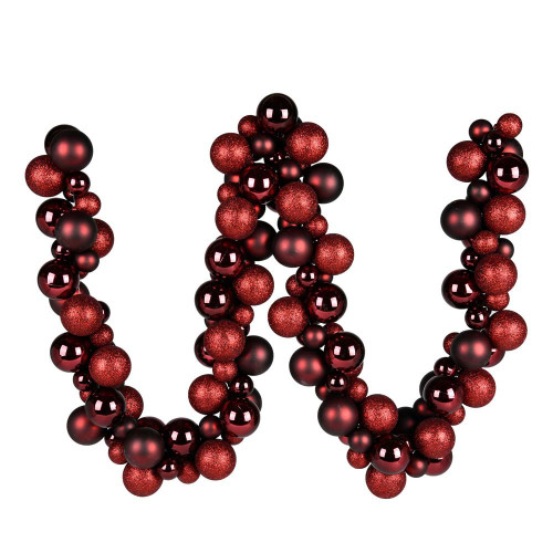 Vickerman N191265 - 6 ft Burgundy Ball Christmas Garland - Unlit
